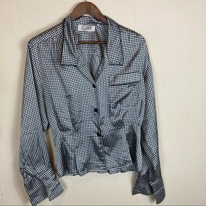 90’s Vintage Black & White Plaid Button Down Top